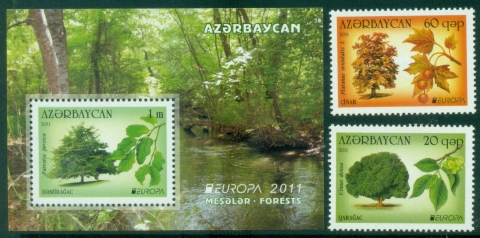 Azerbaijan-2011-EUROPA-Stamps-Forests-MS-MUH