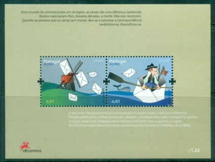 Azores-2008-EUROPA-Stamps-Writing-Letters-MS-MUH