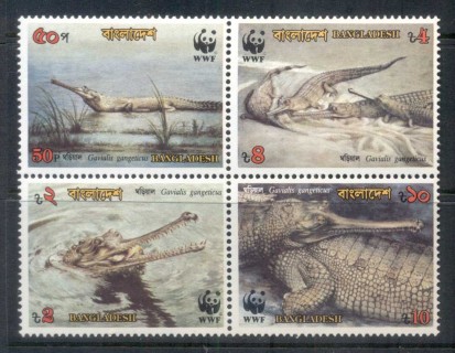 Bangladesh-1990-WWF-Garial-Blk4-MUH