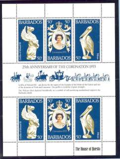 Barbados-1978 QEII Coronation 25th Anniversary Sheetlet