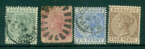 Barbados-1882-85-Asst-MLH-FU-lot55020