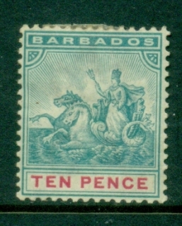 Barbados-1892-1903-Badge-of-Colony-Wmk-Crown-CA-10d-MLH