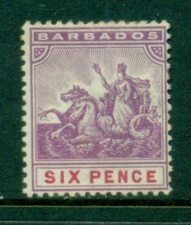 Barbados-1892-1903-Badge-of-Colony-Wmk-Crown-CA-6d-MLH