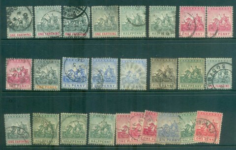 Barbados-1892-on-Assorted-QV-Seahorses