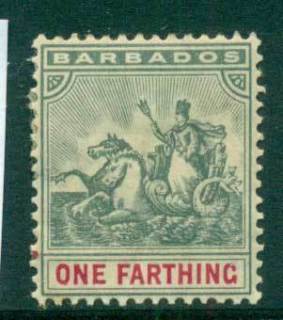 Barbados-1896-One-farthing-slate-carmine-MH-lot55023