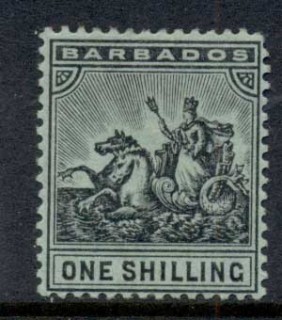 Barbados-1904-1910-Badge-of-Colony-1-black-on-green-MLH