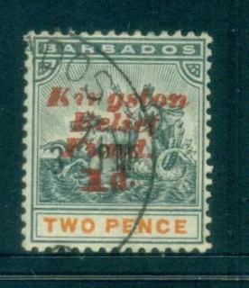 Barbados-1907-Kingston-Relief-Opt-FU-lot80849