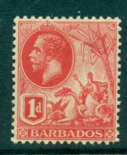 Barbados-1912-1d-carmine-KGV-MLH-lot55030