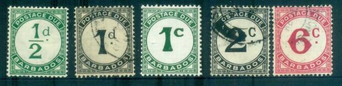 Barbados-1934-50-Postage-Dues-Asst-MLH-FU-lot80850