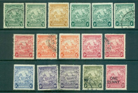 Barbados-1938-47-Assorted-Seal-of-the-Colony-MLH-FU-Lot55186