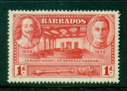 Barbados-1939-Tercentenary-of-General-Assembly-1d-MLH