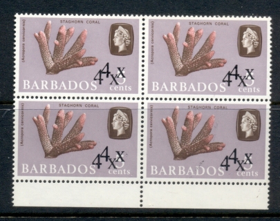 Barbados-1970-Surcharge-4c-on-5c-Coral-blk4-Double-Opt-offset-on-back-MUH