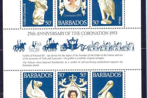 Barbados-1978 QEII Coronation 25th Anniversary Sheetlet