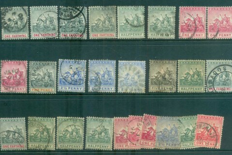 Barbados-1892-on-Assorted-QV-Seahorses
