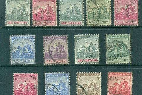 Barbados-1892-on-Badge-of-Colony-faults-FU-lot80759