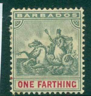 Barbados-1896-One-farthing-slate-carmine-MH-lot55023