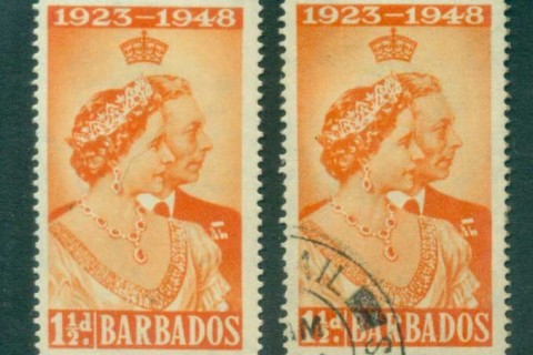 Barbados-1948-KGVI-Silver-Wedding-1-5d-MLH-FU-lot80768