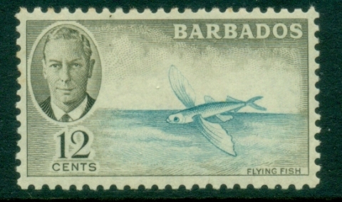 Barbados-1950-KGVI-Pictorial-12c-Flying-Fish-MLH