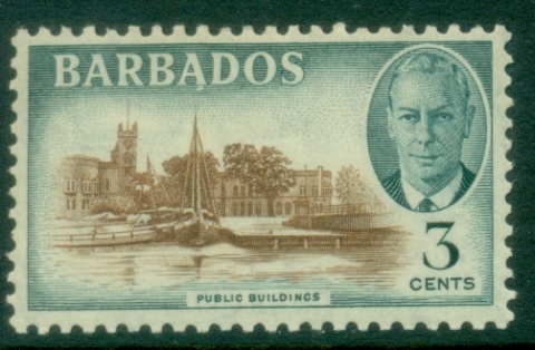 Barbados-1950-KGVI-Pictorial-3c-Public-Buildings-MLH