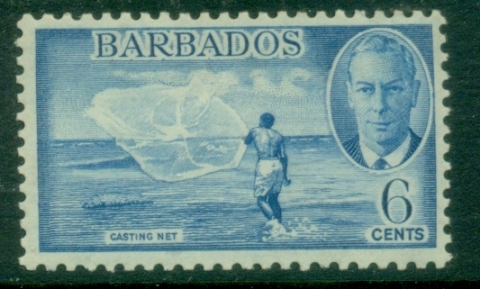 Barbados-1950-KGVI-Pictorial-6c-Casting-Net-MLH