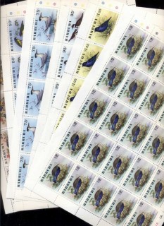 Barbuda-1976-Birds-6x-sheets-MUH