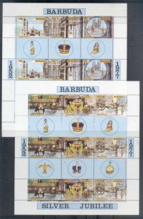 Barbuda-1977-QEII-Silver-Jubilee-2xsheetlets-MUH