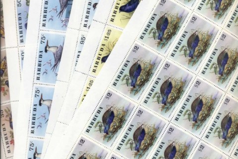 Barbuda-1976-Birds-6x-sheets-MUH