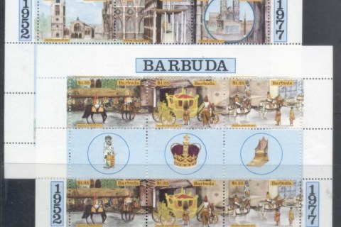 Barbuda-1977-QEII-Silver-Jubilee-2xsheetlets-MUH