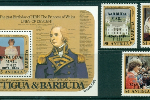 Barbuda-1982-Princess-Diana-21st-Birthday-Opt-Royal-Babyt-MS-MUH-Lot30145