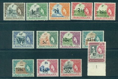 Basutoland-1961-Overprints-plus-extra-Types13-MH-Lot25184