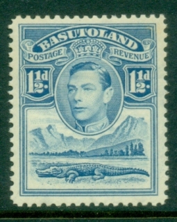 Basutoland-1938-KGVI-Pictorial-Crocodile-River-Scene-1½d-MLH