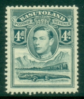 Basutoland-1938-KGVI-Pictorial-Crocodile-River-Scene-4d-MLH