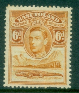 Basutoland-1938-KGVI-Pictorial-Crocodile-River-Scene-6d-MLH