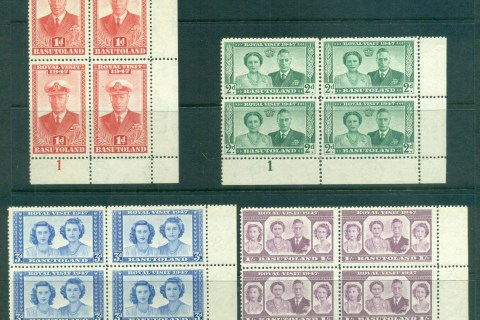 Basutoland-1947-Royal-Visit-Plate-Blks-4-MUH