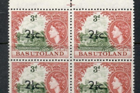 Basutoland-1961-QEII-Pictorial-2-5c-surch-On-3d-TyII-flyspeck-MLH