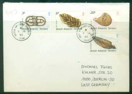 BAT-1992-Fossils-36205p-Signy-to-Germany-cover BAT-1992-Fossils-36205p-Signy-to-Germany-cover