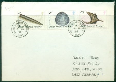 BAT-1992-Fossils-7225p-Signy-to-Germany-cover BAT-1992-Fossils-7225p-Signy-to-Germany-cover