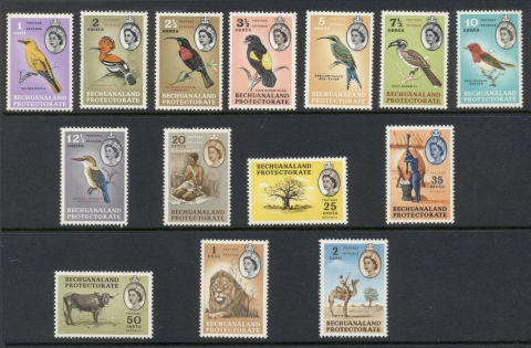 Bechuanaland-Protectorate-1961-QEII-Pictorials-Birds-Wildlife-MLH