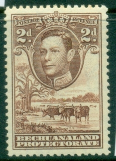 Bechuanaland-Protectorate-1938-KGVI-Cattle-Baobab-Tree-2d-MLH
