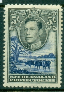 Bechuanaland-Protectorate-1938-KGVI-Cattle-Baobab-Tree-5sh-MLH