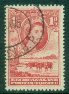 Bechuanaland-Protectorate-1955-58-QEII-Cattle-Baobab-Tree-1d-FU