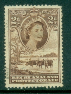 Bechuanaland-Protectorate-1955-58-QEII-Cattle-Baobab-Tree-2d-FU