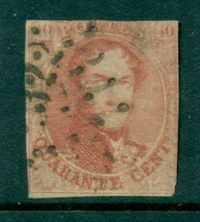 Belgium-1851-40c-carmine-rose-King-Leopold-I-Wmk-Unframed-Ls