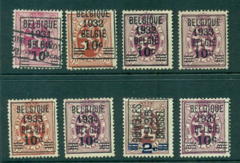 Belgium-1931-5-Precancel-Surcharges-8-FU-Lot27150