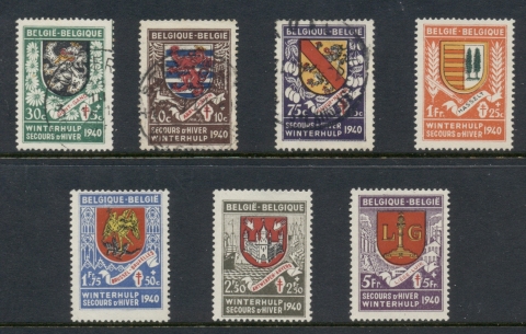 Belgium-1940-41-Welfare-Coats-of-Arms-Asst-FU-MUH