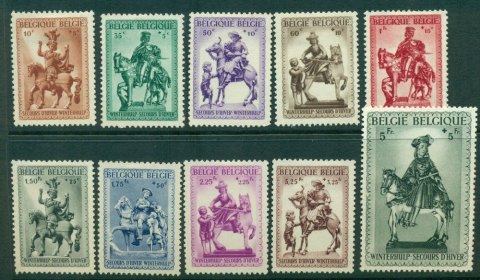 Belgium-1941-St-Martin-Statues-on-Horseback-Winter-Relief-MH-Lot27229