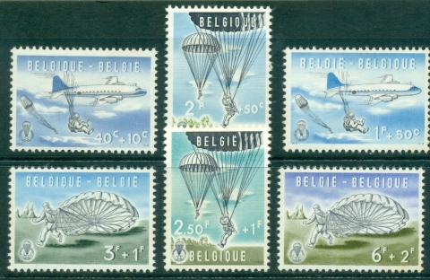 Belgium-1960-Parachutists-Planes-MLH-lot34830