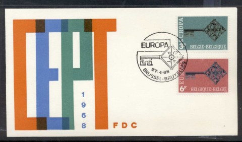 Belgium-1968-Europa-Key-with-Emblem-FDC