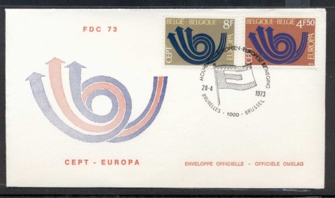 Belgium-1973-Europa-Posthorn-Arrow-FDC