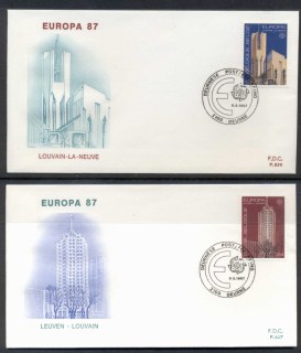 Belgium-1987-Europa-Architecture-2x-FDC